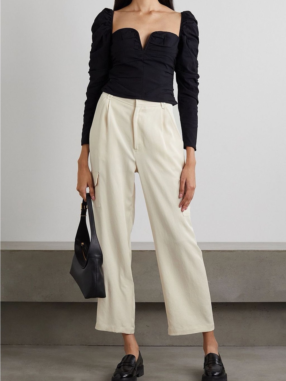 Reformation Jackson Tencel Lyocell-twill Straight-leg Cargo Pants Size 10 Beige